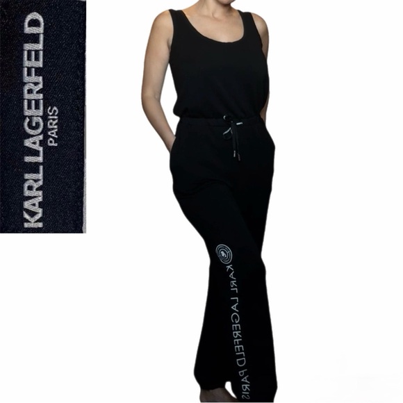 Karl Lagerfeld Pants - Karl Lagerfeld Paris Black Logo Jumpsuit | Size S | Drawstring Waist Sleeveless